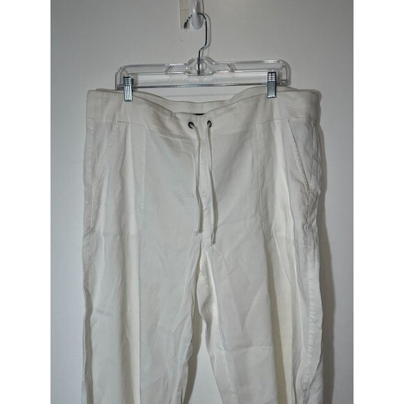 Eileen Fisher Womens White Linen-Blend Capri Pants Size L Large - Picture 2 of 11
